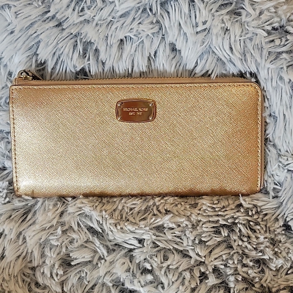Michael Kors Gold Saffiano Leather Wallet